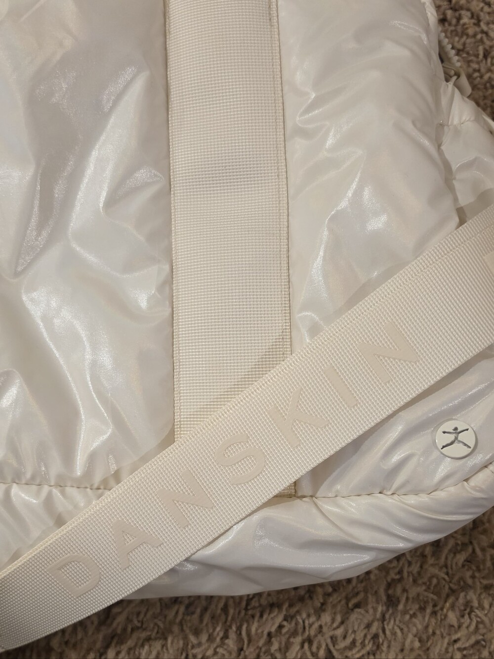 Danskin Cream Quilted Travel Duffle Bag